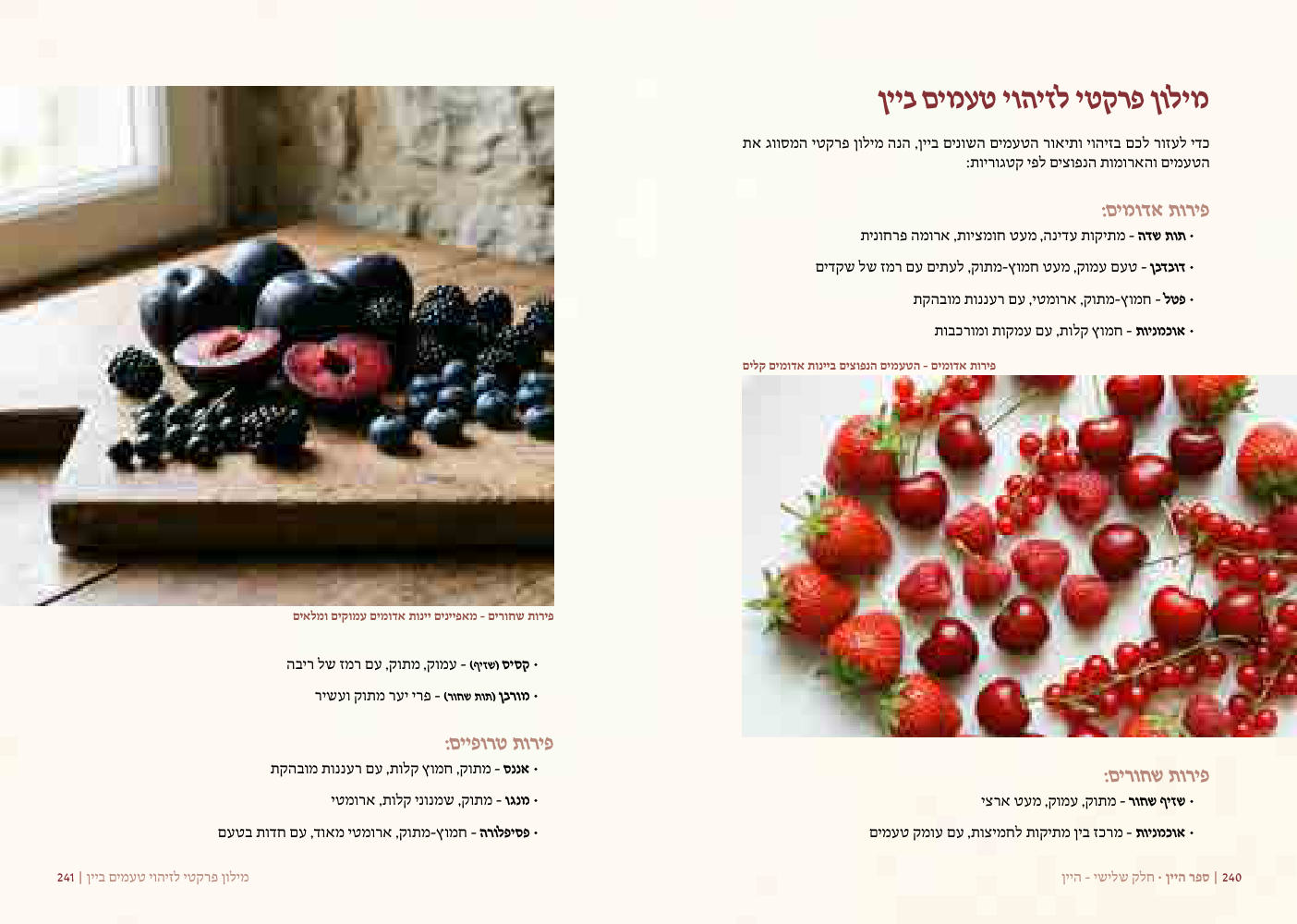 עמוד מתוך הספר על טעימה